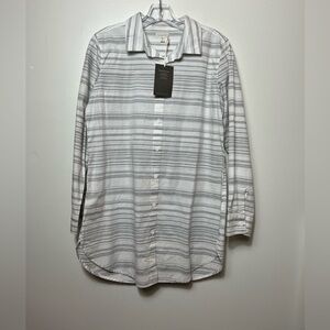 Garnet Hill Organic Cotton Button Up Tunic Shirt Size 8